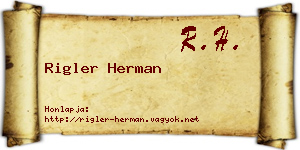 Rigler Herman névjegykártya